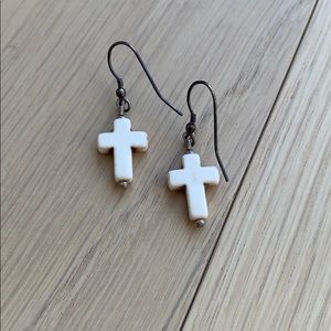 Stone cross earrings